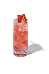 glass of cola with ice on transparent background