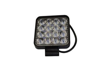The LED headlight is isolated,square led headlight isolated on white background, additional light...