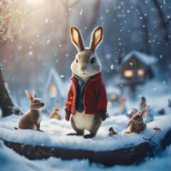 Winter's Tale. Little toy girl surrounded by toys.