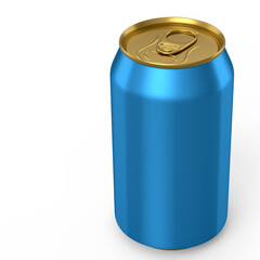 Gold aluminum beer or soda can for mini refrigerator isolated on white