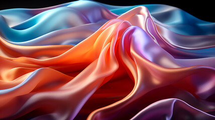 Obraz premium Colorful abstract gradient glowing wavy fabric stripes