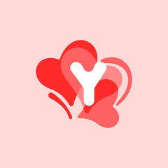 Letter Y heart logo icon design template elements