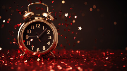 Szczęśliwego Nowego Roku. Zegar odmierzający czas. Tło na życzenia Noworoczne na Sylwestra - obrazy, fototapety, plakaty