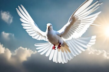 white dove flying in the sky