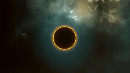 Fototapeta premium dark abstract background with a solar eclipse.