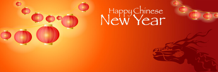 Naklejka na ściany i meble Chinese New Year Card banner 2024 element graphic design on red background 