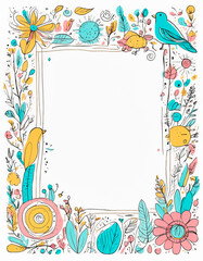 Obraz premium Childish doodles frame mockup with copy space