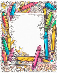 Childish crayon doodles frame mockup with copy space