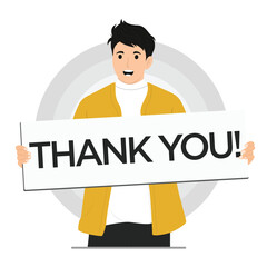 Flat vector man thank you placard concept illustration