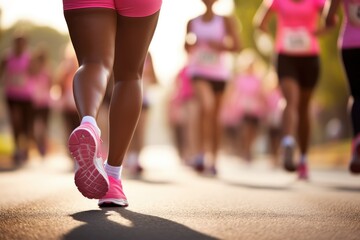 Women In Pink Sportswear Running For Pink October