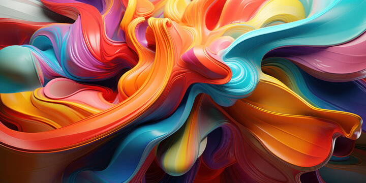Colorful 3D abstract art, presenting a dance of colors.