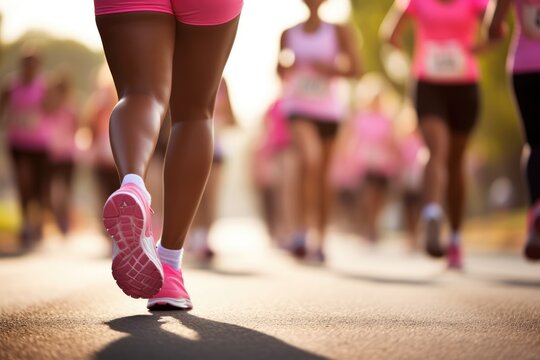 Women In Pink Sportswear Running For Pink October