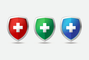 Shield Shape with Silver Gradient. Sheild security and guarantee symbol vector design element