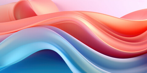 Elegant wavy formations of ribbons in a surreal 3D. - obrazy, fototapety, plakaty