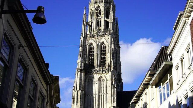 Exterior of Grote Kerk or Onze-Lieve-Vrouwekerk (Church of Our Lady) in Breda, Netherlands