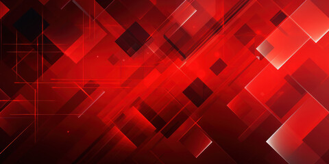 Intense red backdrop with geometric patterns and layers.