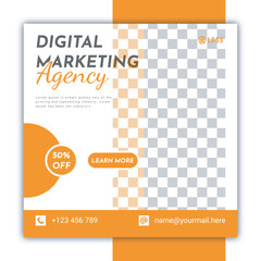 Digital Marketing Agency square flyer or social media post template