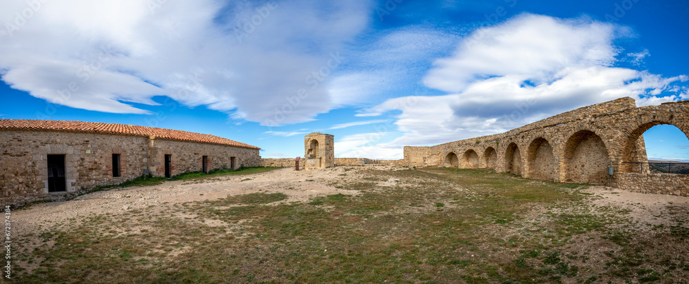 Wall mural panoramic view of the patio de armas of morella castle, castellón, spain