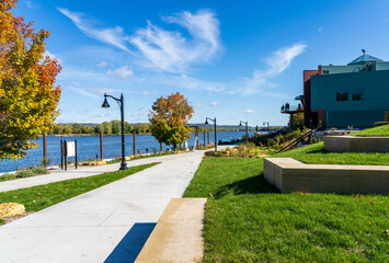 National Eagle Center by the Mississippi River in the town of Wabasha in Minnesota in autumn