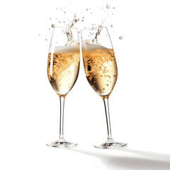 Champagne Glasses Toasting Isolated