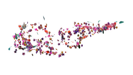 Pink flower petals failing down on transparent background