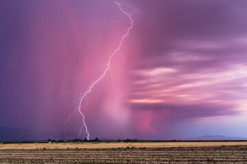 lightning storm at sunset