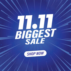 11.11 Biggest Sale Vector Banner Design. Biggest Offer Sale Banner Design for Social Media and Website Post Template in Blue Theme. Editable EPS File. Happy Holidays and Christmas Eve.
