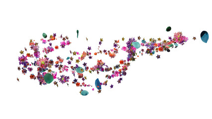 Summer wind background with flying petals