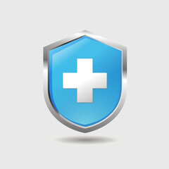 Shield Shape with Silver Gradient. Sheild security and guarantee symbol vector design element