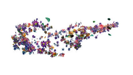 Summer wind background with flying petals
