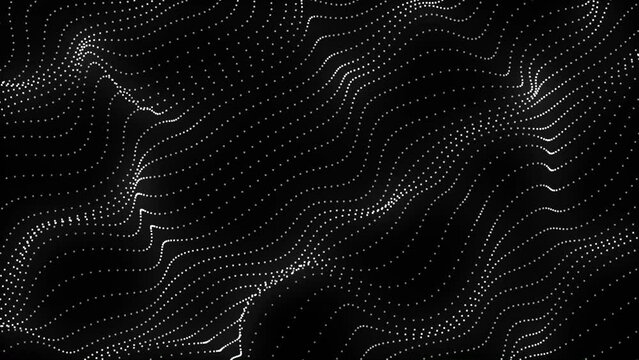 Abstract dynamic smooth wave background. Abstract line dot  on a black background.