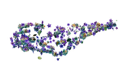 Summer wind background with flying petals