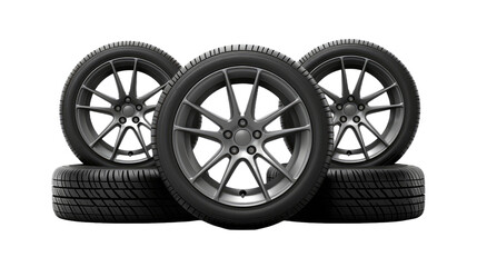 Obraz premium Car wheel set on transparent background