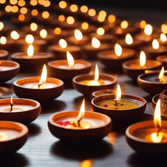 Oil lamps Diwali celebration with ai generated.