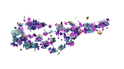 Summer wind background with flying petals