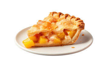 A Plate of Peach Pie Isolated on a Transparent Background 