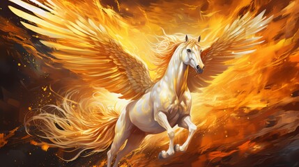 The winged horse pegasus from the greek mythology
 - obrazy, fototapety, plakaty