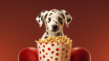 Dalmatian sitting in cinema - obrazy, fototapety, plakaty