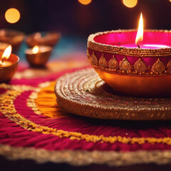 diwali burning candles in a church with ai generated.