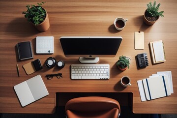 office desk with computer