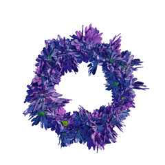 spring wreath of colorful chamomile isolated on transparent background