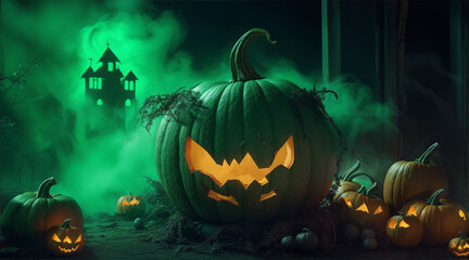 Naklejka premium halloween background with pumpkin