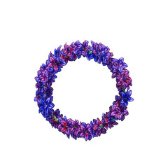 Round wreath of different flowers of vintage garden