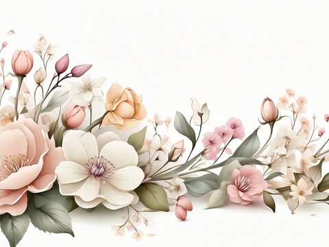 Floral Illustration in Muted Colors with White Space