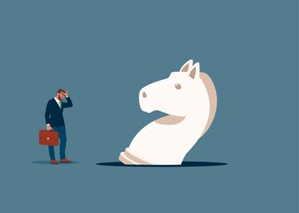 Сhess piece fell into a pit. Crisis in startup of unhappy beginner. Flat vector illustration