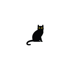 Black Cat sitting isolated vector graphics