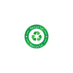 Recycle icon, circular label vector graphics