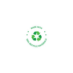Made with 100% recyclable materials logo, circular label vector graphics