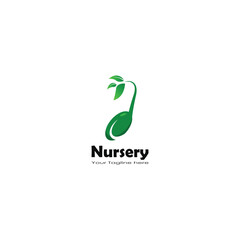 Fototapeta premium Nursery, sprouting seed logo vector graphics