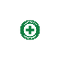 Safety first logo, circular label vector graphics